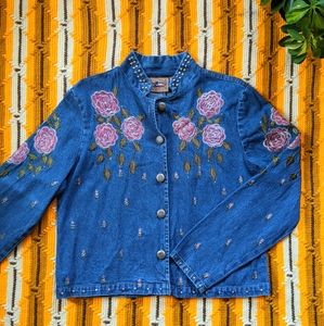 Vintage Denim Jacket w/ Rhinestones